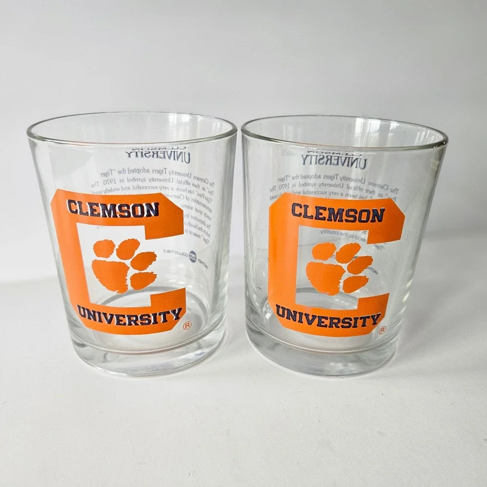 Clemson University Tiger Paw Story BP GULF Double Old Fashioned Glass - SET OF 2